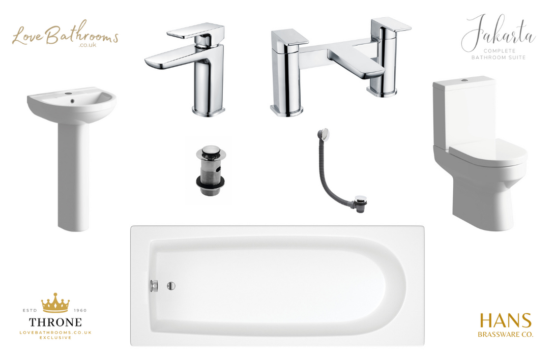 Jakarta Bathroom Suite with Bath Filler - Chrome