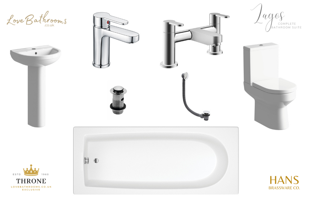 Lagos Bathroom Suite with Bath Filler - Chrome