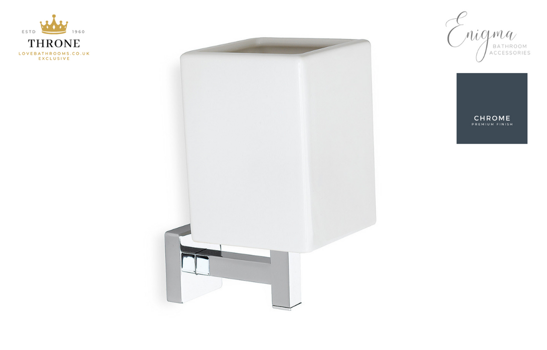 Throne - Enigma - Wall Mounted Tumbler - Chrome & White Bathroom Accessory