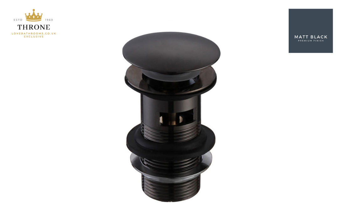 Throne - Mushroom Click Clack Basin Waste 1 1/4" - Slotted - Matt Black