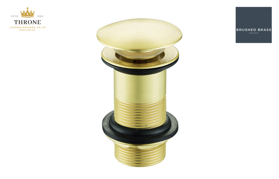 Throne - Mushroom Click Clack Basin Waste 1 1/4" - Unslotted - Brushed Brass