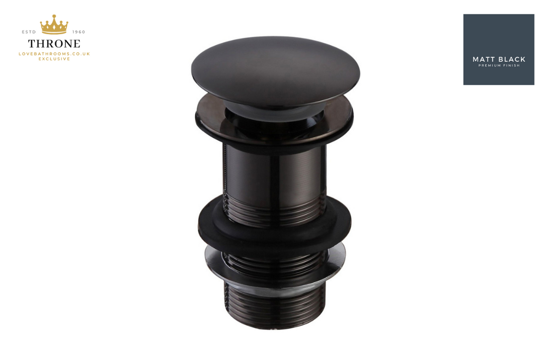 Throne - Mushroom Click Clack Basin Waste 1 1/4" - Unslotted - Matt Black