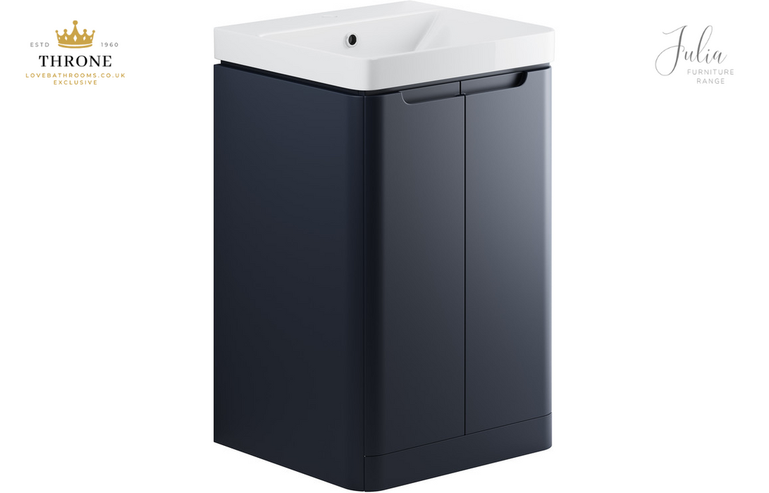 Throne - Julia - 500mm 2 Door Floor Standing Cloakroom Basin Unit - Matt Indigo