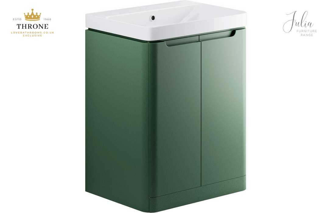 Throne - Julia - 600mm 2 Door Floor Standing Basin Unit - Matt Sage Green
