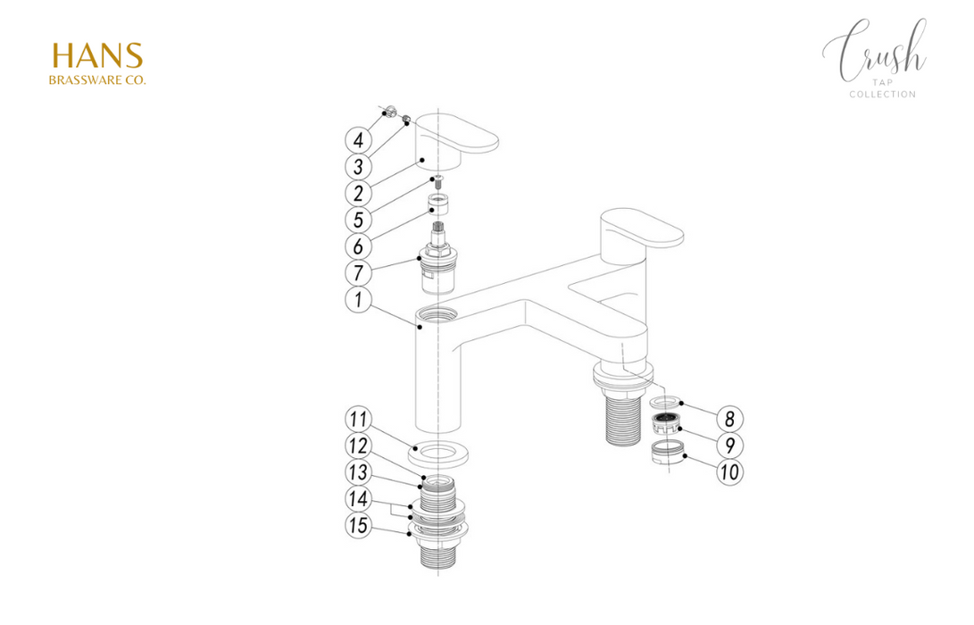 Hans Brassware Co. - Crush - Bath Filler Bathroom Tap - Chrome