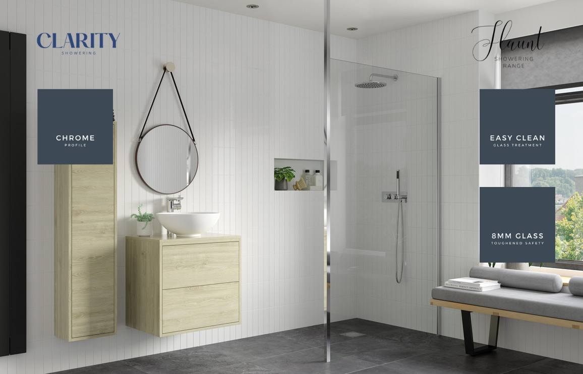 Clarity Showering - Flaunt - 800mm Walk-In Glass Panel & Floor to Ceil ...