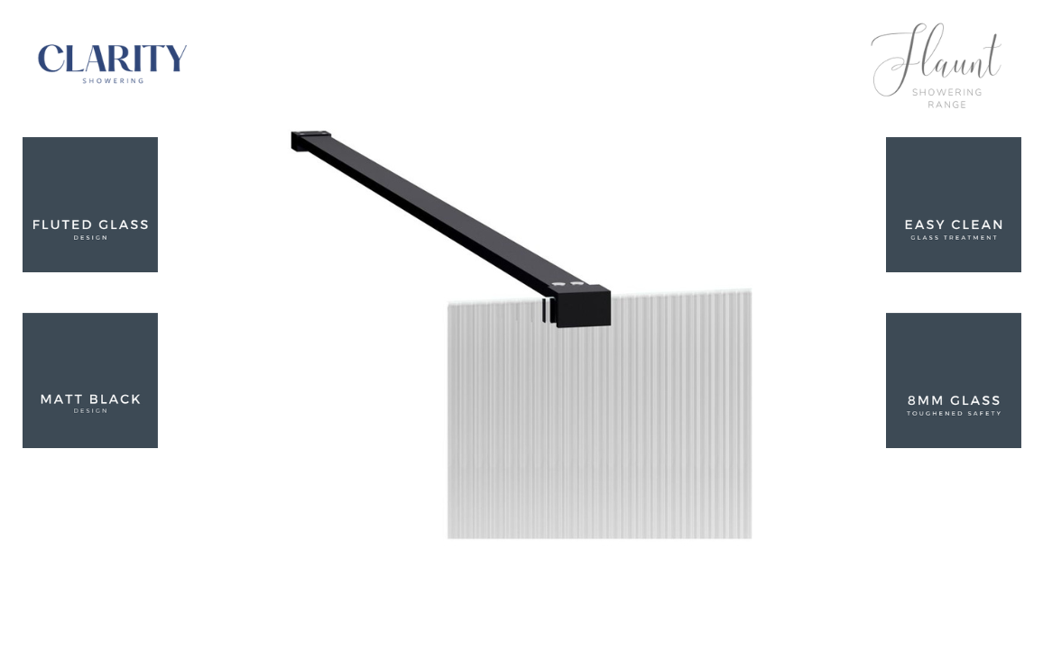 Clarity Showering - Flaunt - 800mm Fluted Glass Walk-In Panel & Suppor ...