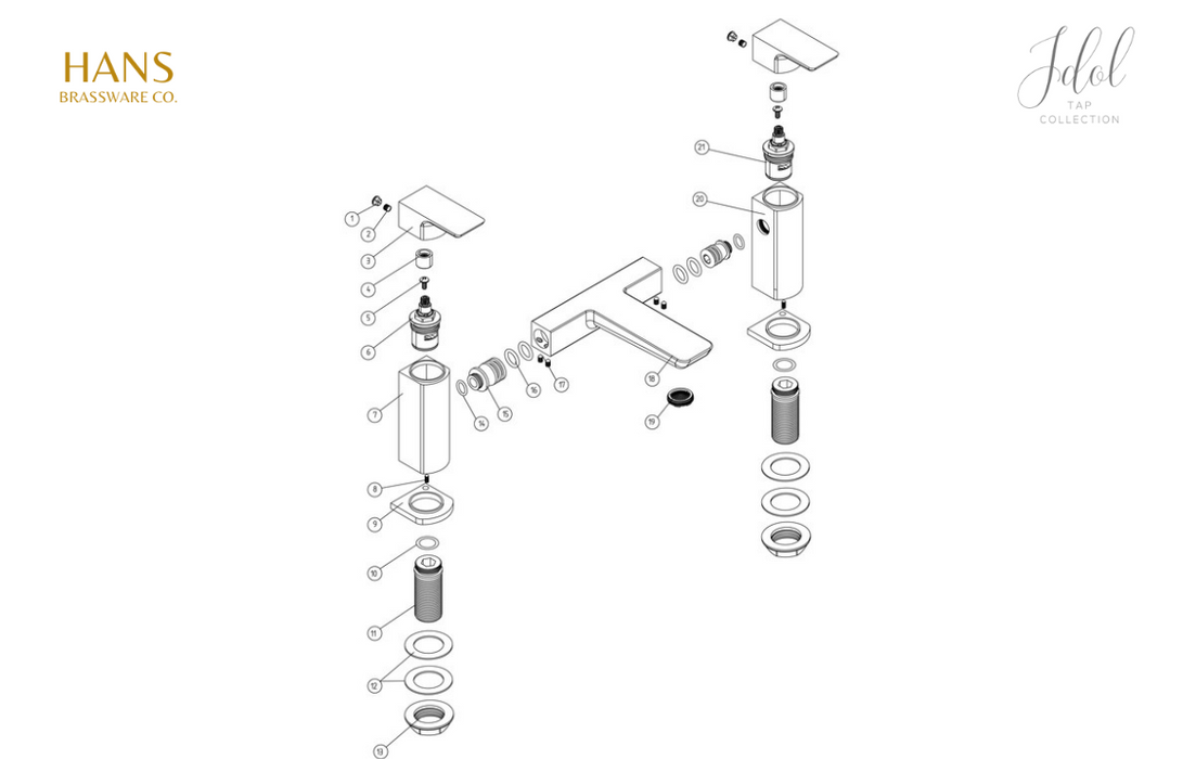 Hans Brassware Co. - Idol - Bath Filler Bathroom Tap - Matt Black