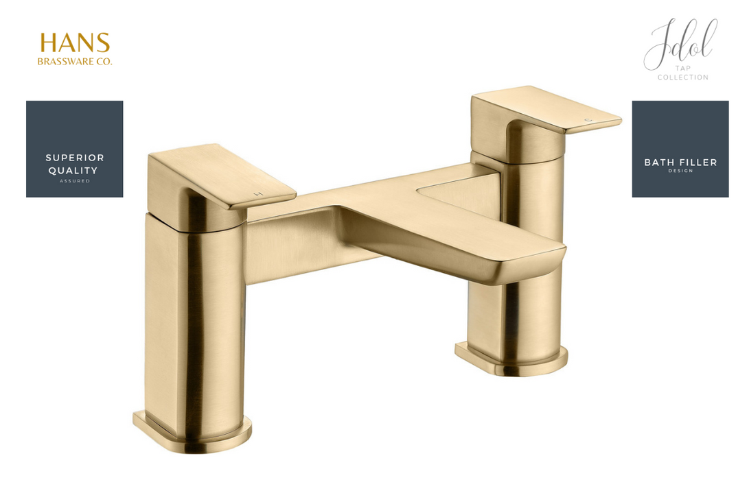 Jakarta Bathroom Suite with Bath Filler - Brushed Brass
