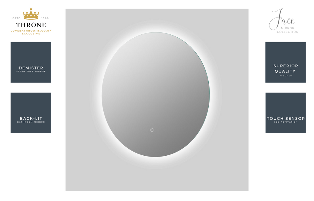Throne - Jace - 800mm - Round Back-Lit LED Bathroom Mirror