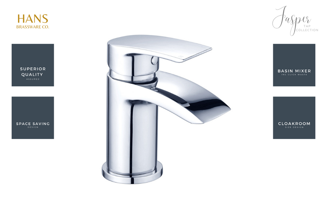 Hans Brassware Co. - Jasper - Cloakroom Basin Mixer Bathroom Tap & Click Clack Waste - Chrome