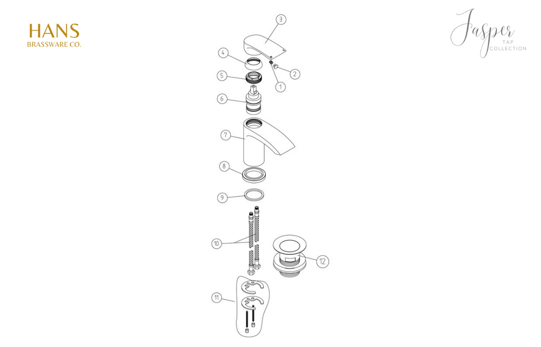 Hans Brassware Co. - Jasper - Cloakroom Basin Mixer Bathroom Tap & Click Clack Waste - Chrome