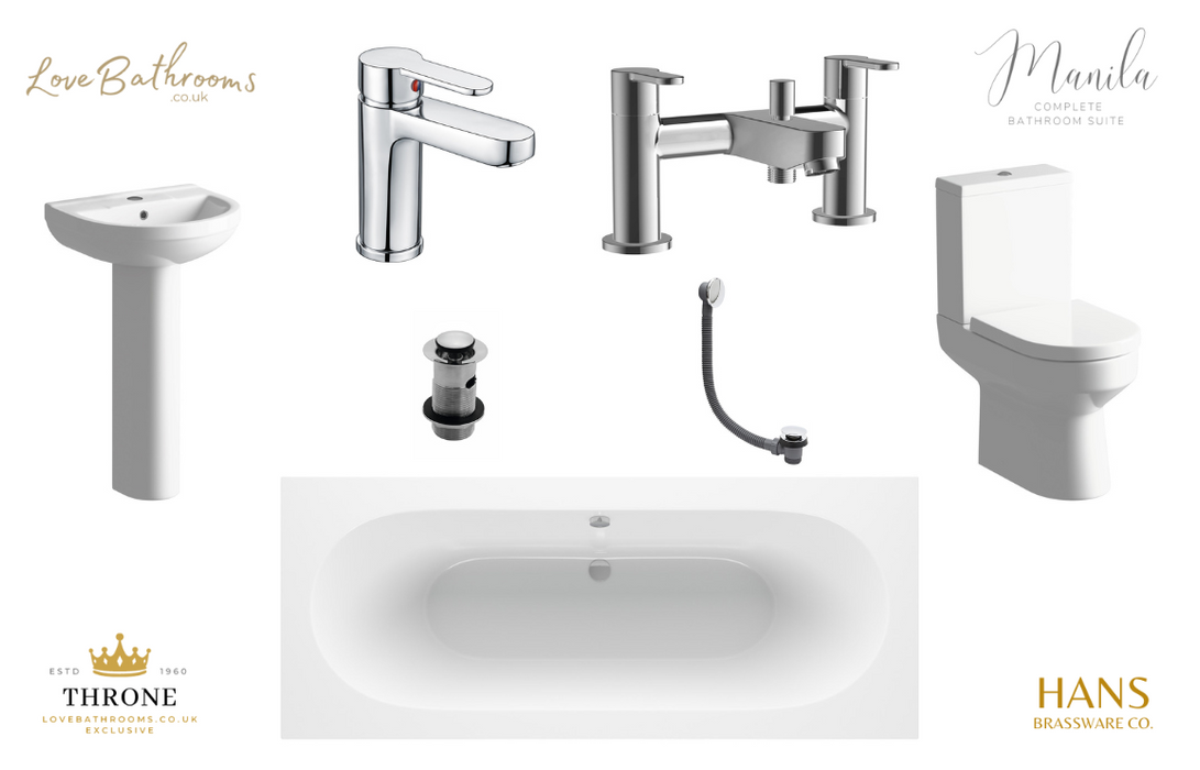 Manila Bathroom Suite with Bath Shower Mixer - Chrome