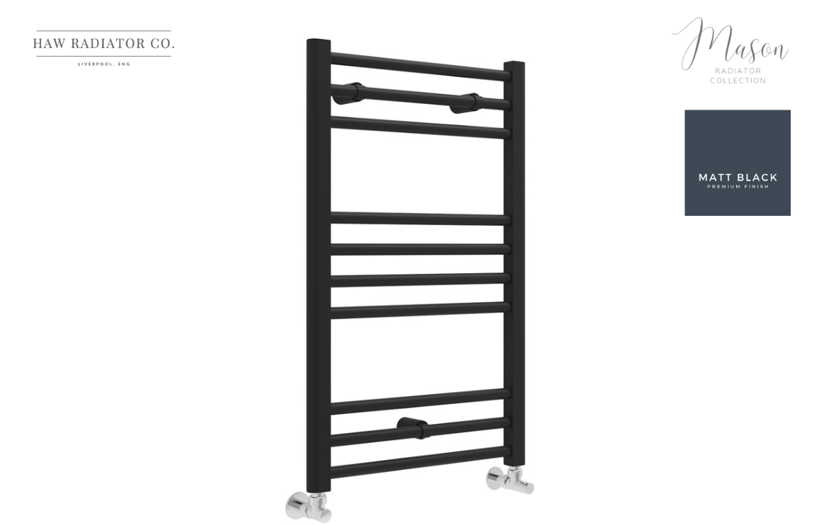 HAW Rad Co. - Mason - Straight Ladder Radiator - 500x800mm - Matt Blac ...