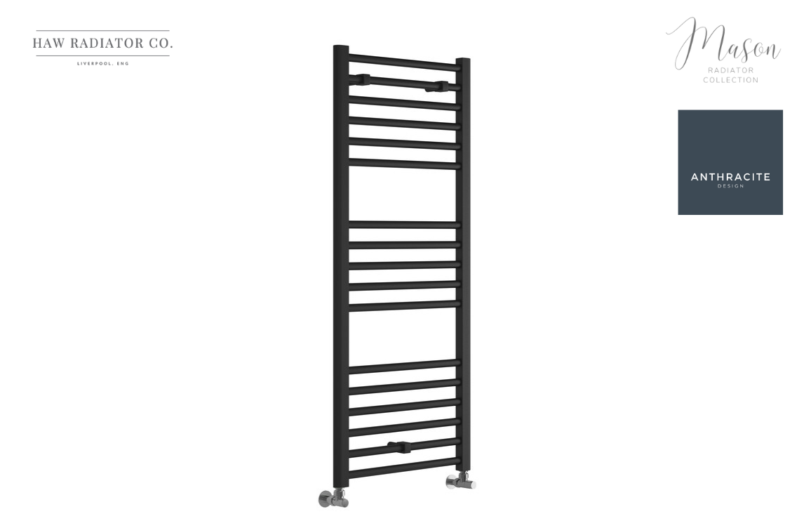 HAW Rad Co. - Mason - Straight Ladder Radiator - 600x1200mm - Anthraci ...