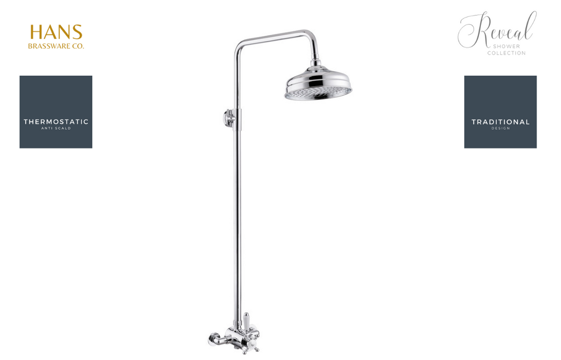Hans Brassware Co. - Reveal Traditional Style - Shower Pack 2 - Concentric Single Outlet Shower Valve Kit - & Overhead Shower Kit