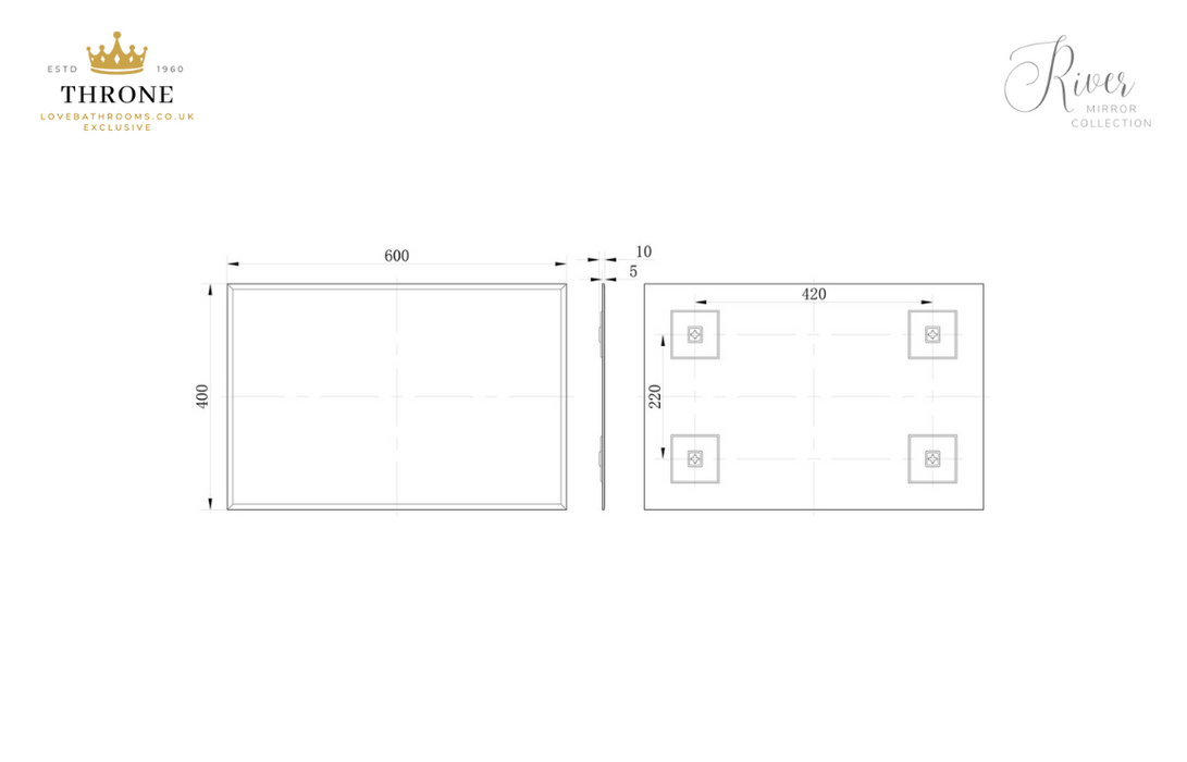 Throne - River - 400x600mm - Rectangle Bathroom Mirror