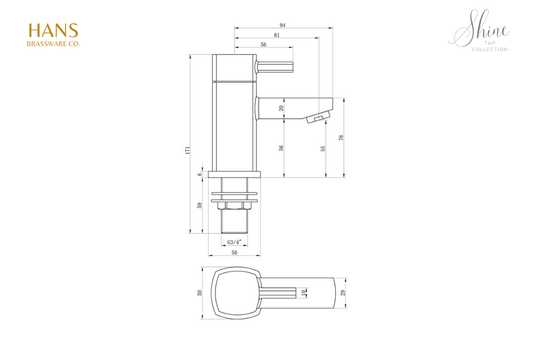 Hans Brassware Co. - Shine - Bath Taps - Chrome