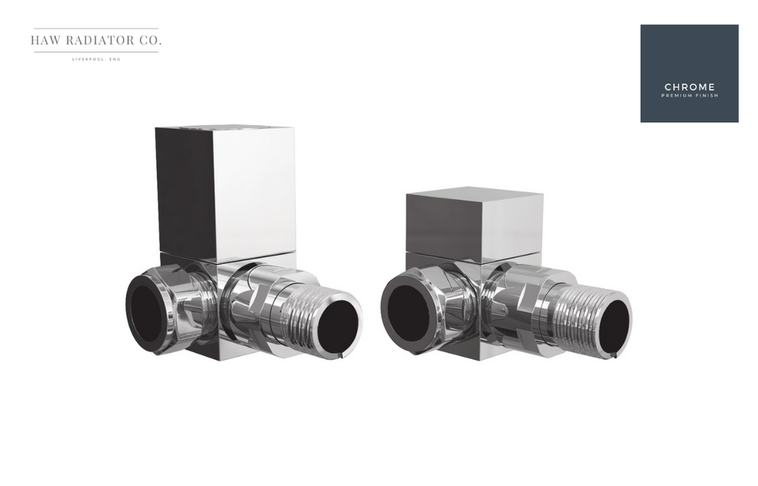 HAW Rad Co. - Square Chrome Radiator Valves - Corner — Love Bathrooms