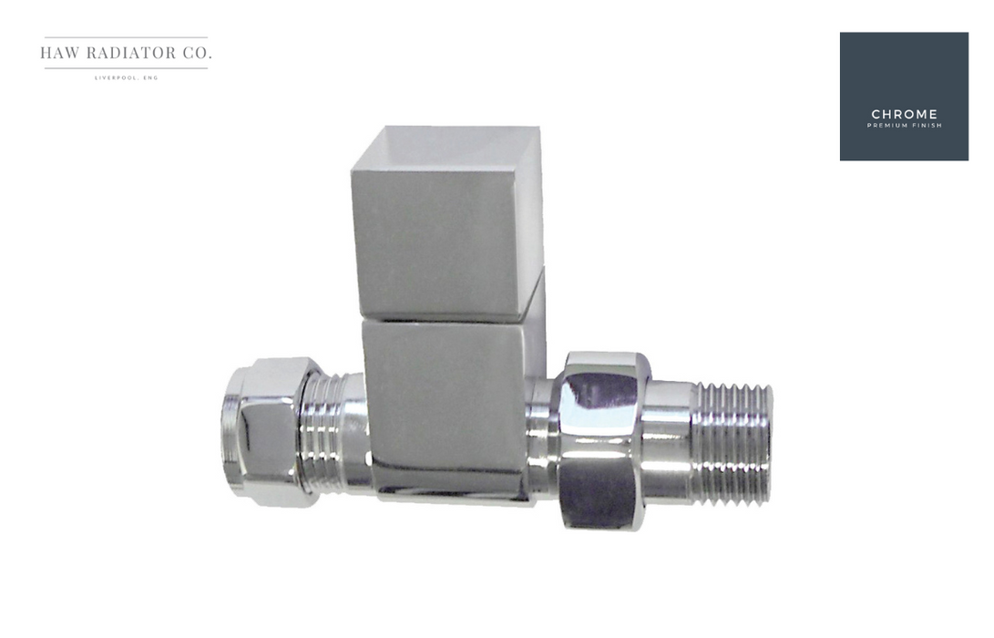 HAW Rad Co. - Square Chrome Radiator Valves - Straight — Love Bathrooms