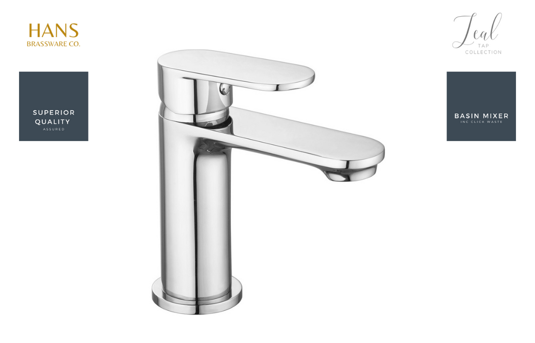 Hans Brassware Co. - Zeal - Mono Basin Mixer Bathroom Tap & Click Clack Waste - Chrome