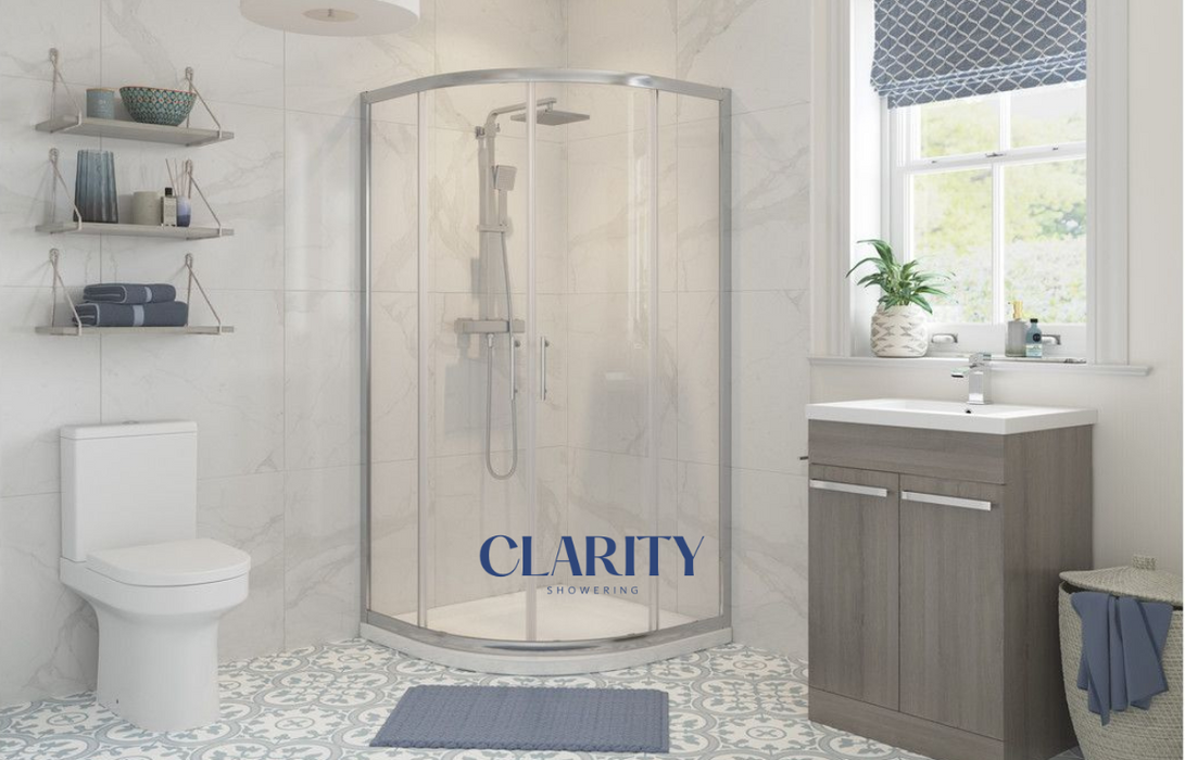 Clarity Showering - Kiss - 900mm 2 Door Quadrant Shower Enclosure - Chrome Frame