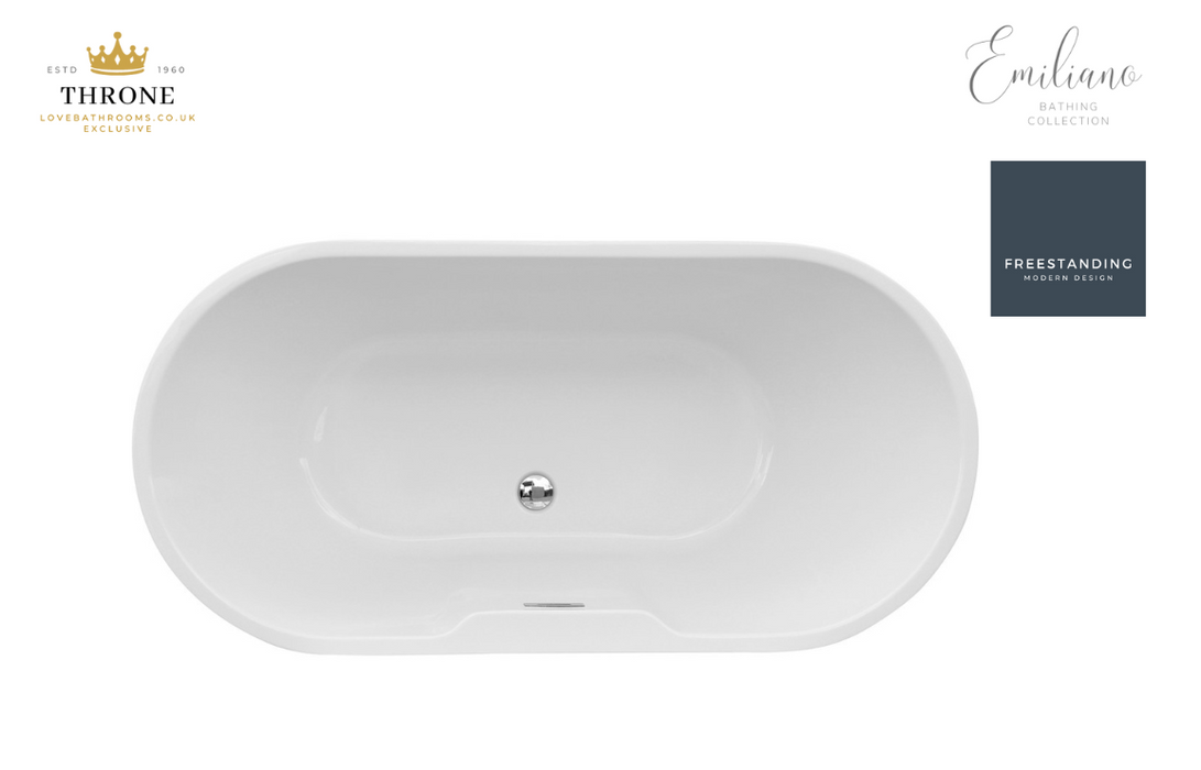 Throne - Emiliano - Freestanding Bath - 1655x745x580mm - Grey