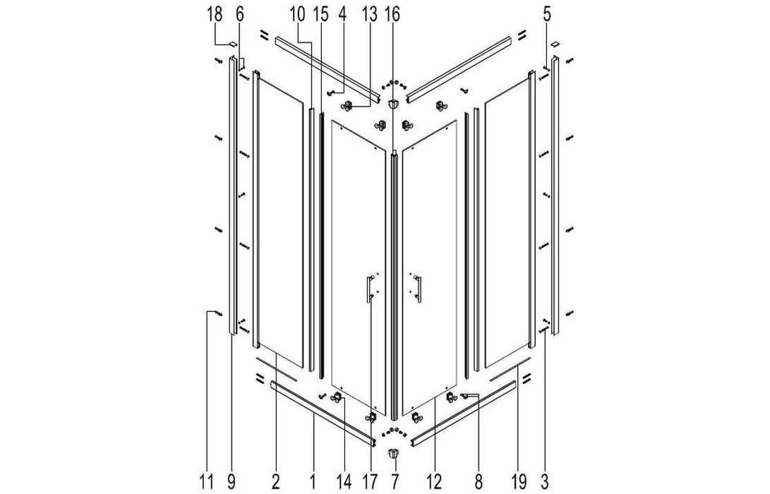 Clarity Showering - Kiss - 900mm Corner Entry Shower Enclosure - Chrome Frame