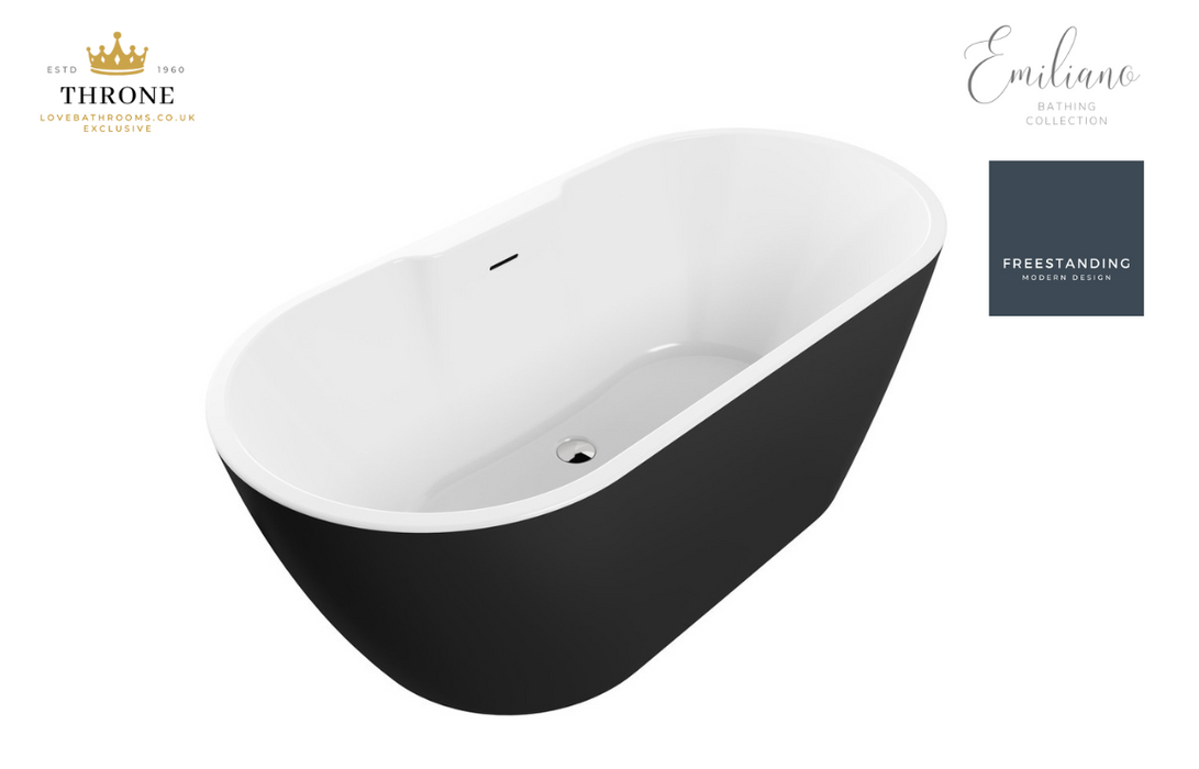 Throne - Emiliano - Freestanding Bath - 1655x745x580mm - Black